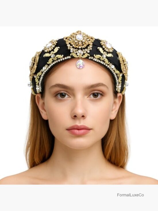 Crystal Flower Headband Rhinestone Pearl Luxury Decorative Sponge Hairband Hair main image 6